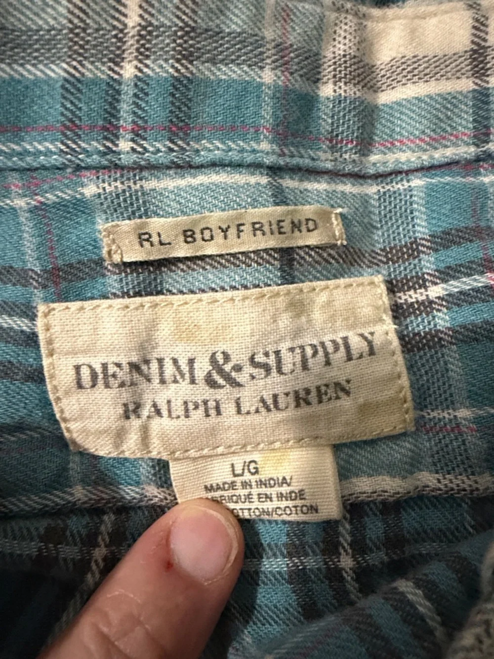 Denim & Supply by Ralph Lauren Women’s Blue Plaid Flannel Button-Up Shirt SZ: XL - Picture 2 of 5